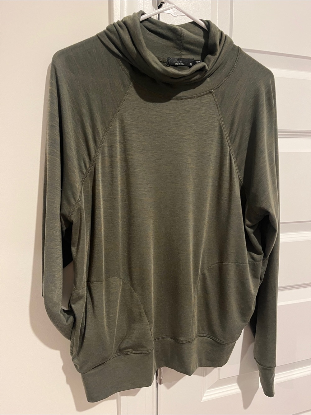 PRANA Olive Green Cowl Neck Sweatshirt
